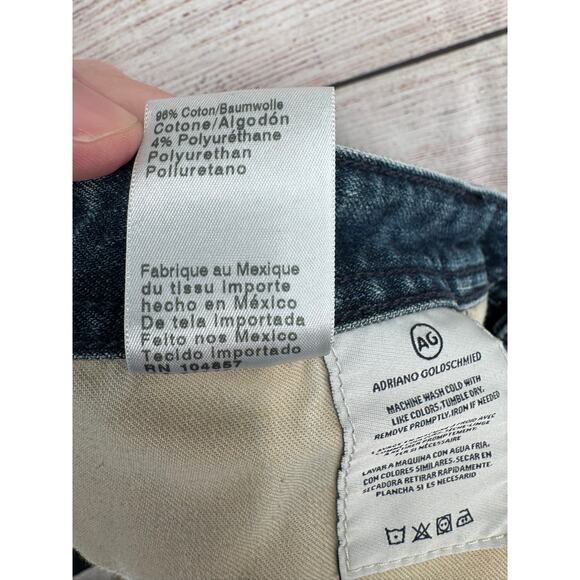 AG Adriano Goldschmied Distressed 360 Tellis Modern Slim Jeans Mens 38x33 Blue - Picture 9 of 11